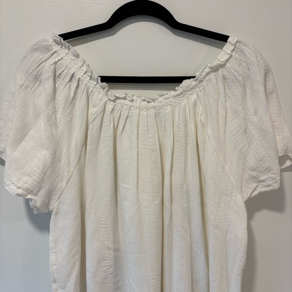 Faherty Annabelle White Organic Cotton Flax Dress Peasant Cottagecore Costal - Picture 11 of 14